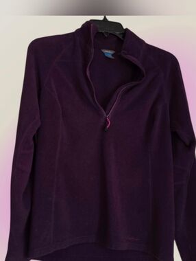 💜 Eddie Bauer Deep Purple Quarter-Zip Turtleneck Fleece